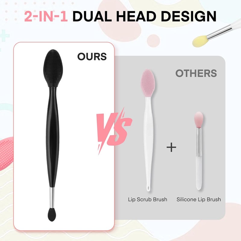 Unaone Lip Scrub Brush - 3 PCS Dual-ended Lip Scrubber Exfoliator and Silicone Lip Brush, 2-in-1 Silicone Lip Scrub Tool Lip Mask Applicator, Gentle Exfoliator & Applicator for Soft - Image 2